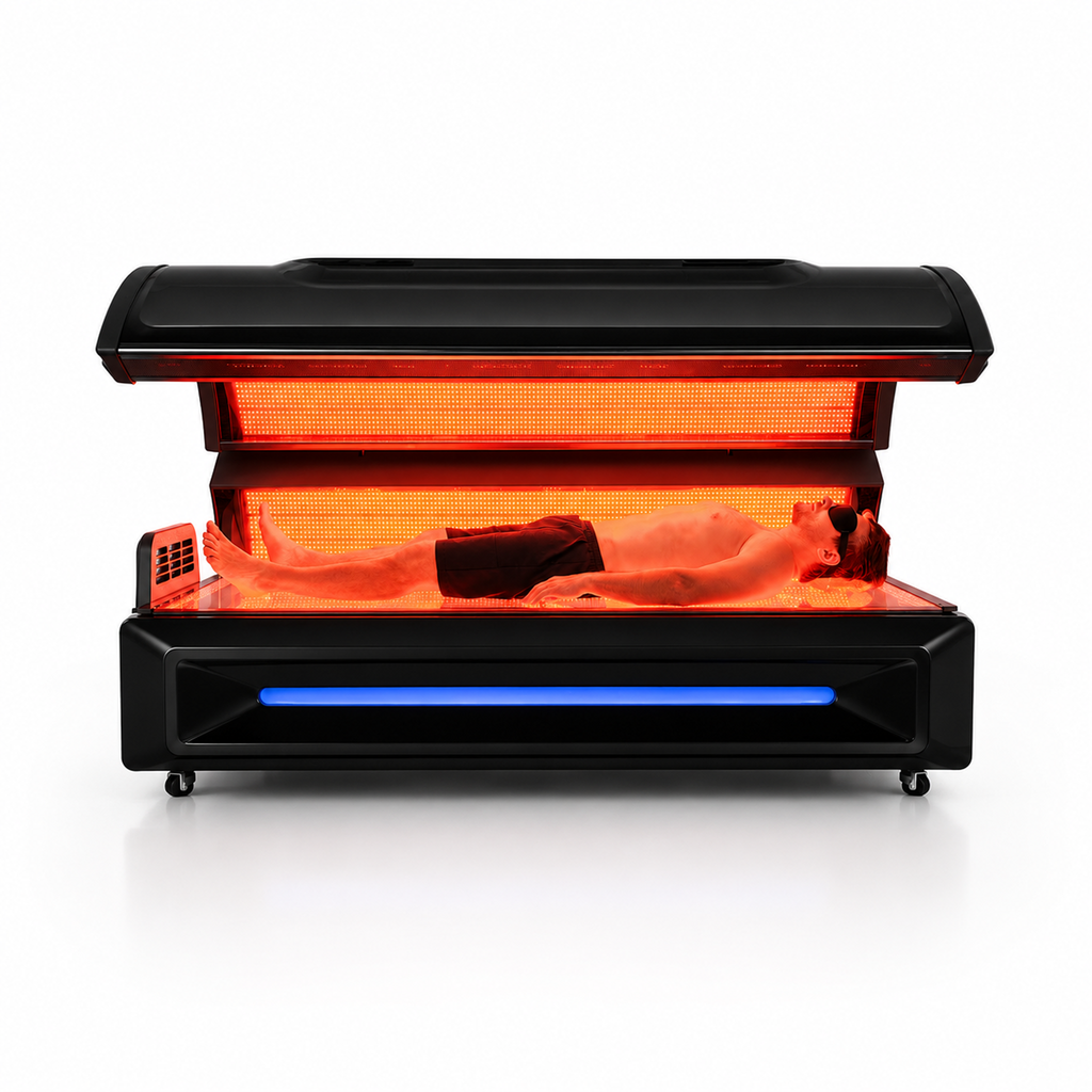 Apex M6 Full-Body Light Bed full-body red light bed with enclosed LED canopy, product view 4